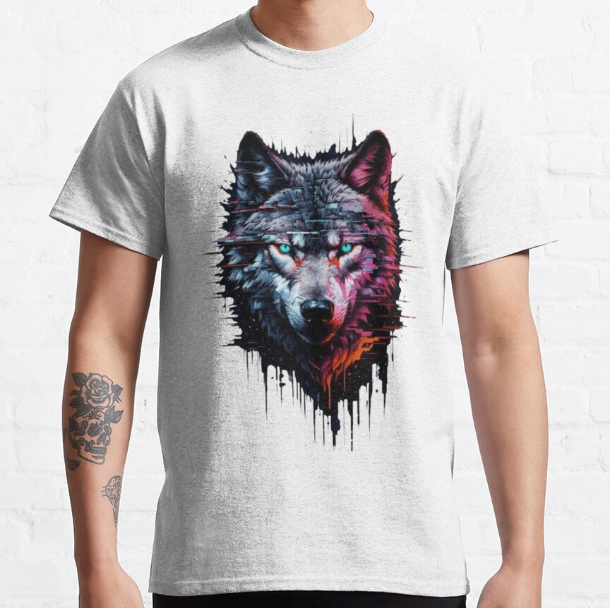 Shadow Wolf – Black And Red Dripping Art Classic T-Shirt