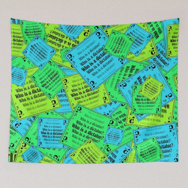 Item preview, A bright pattern of signs with the question "Who is a dictator?" designed and sold by Cherevan.