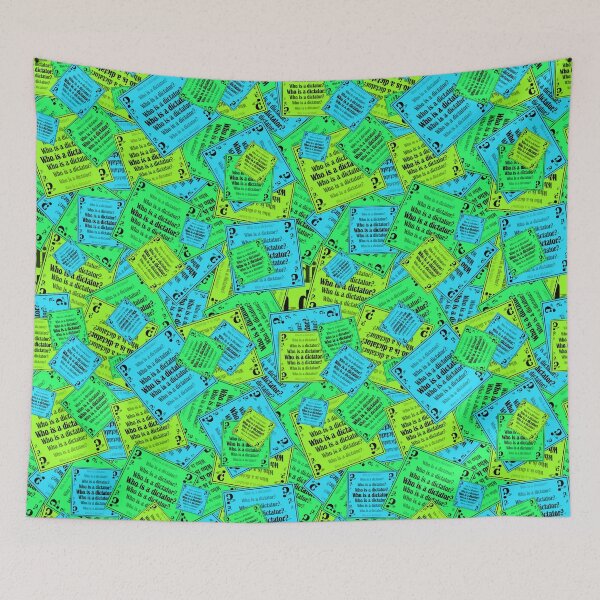 Item preview, A bright pattern of signs with the question "Who is a dictator?" designed and sold by Cherevan.
