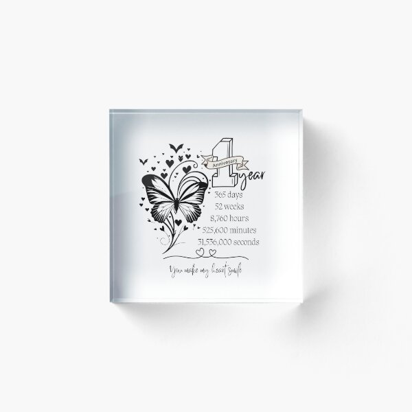 Item preview, 1 Year Acrylic Anniversary Gift for Him| Husband | Wife |Couple | Her Acrylic Block designed and sold by skkyfaithArtz.