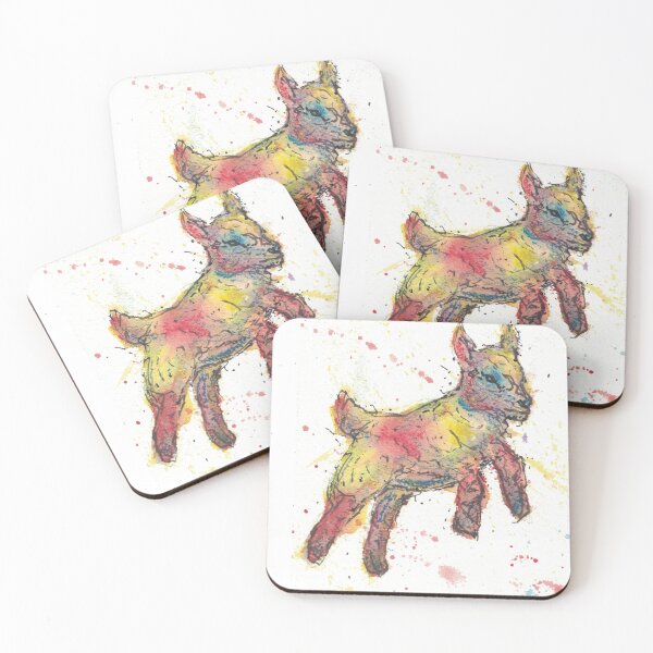Item preview, Bouncing baby goat in red and yellow designed and sold by CrittersByLola.