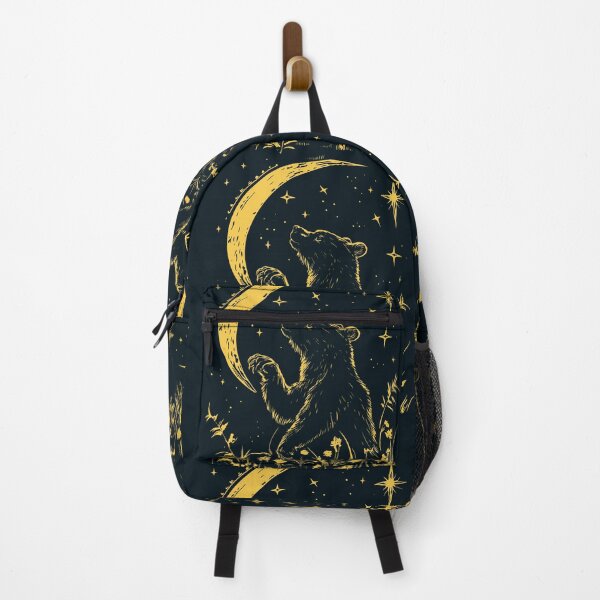 Item preview, Golden Moon Bear Art - Celestial Animal Spirit Black and Gold Wall Print designed and sold by TuncGK.