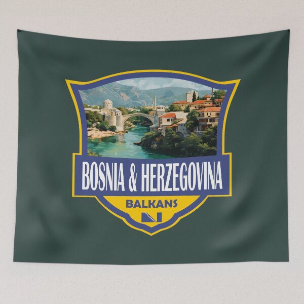 Item preview, Bosnia and Herzegovina Illustration Retro Badge designed and sold by KrisSidDesigns.