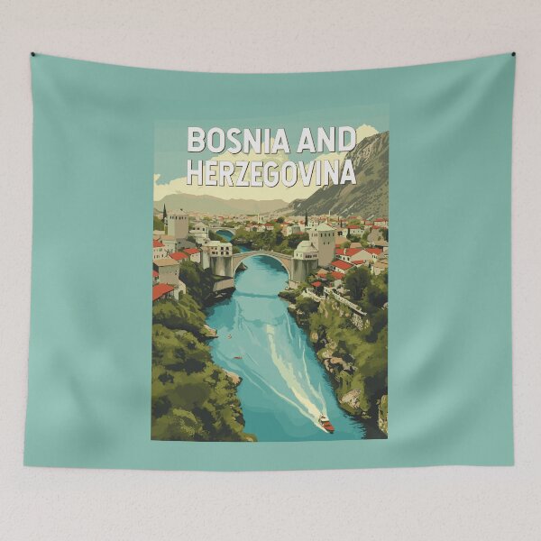 Item preview, Bosnia and Herzegovina Illustration Travel Art Vintage designed and sold by KrisSidDesigns.
