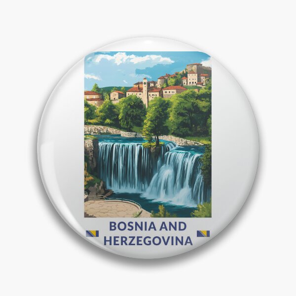 Item preview, Bosnia and Herzegovina Jajce Illustration Travel Art Vintage designed and sold by KrisSidDesigns.