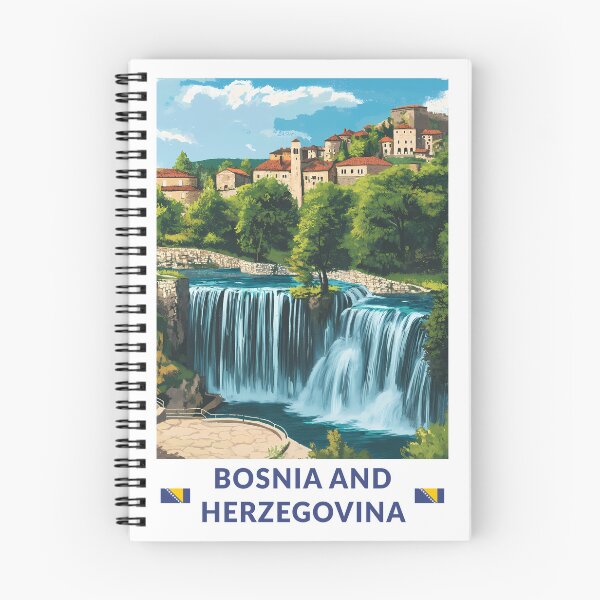 Item preview, Bosnia and Herzegovina Jajce Illustration Travel Art Vintage designed and sold by KrisSidDesigns.