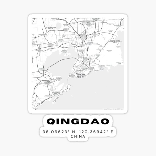 Aperçu de l'œuvre Carte minimaliste de Qingdao – Conception des coordonnées de la ville de Chine créée et vendue par RM-Journey.