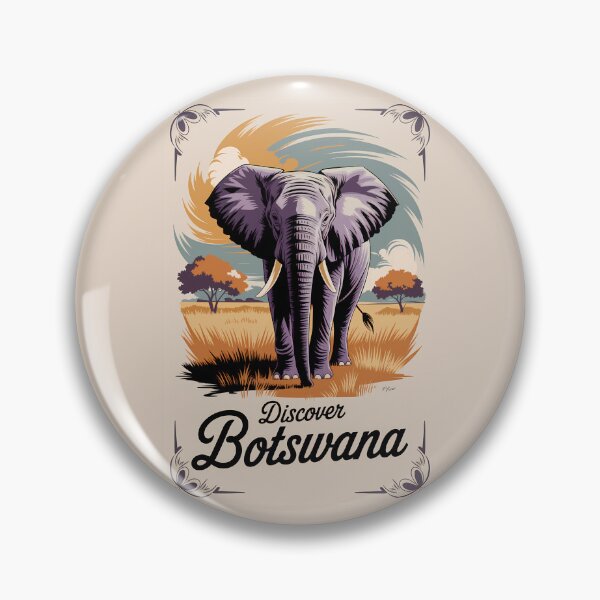 Item preview, Botswana Elephant Illustration Travel Art Vintage designed and sold by KrisSidDesigns.