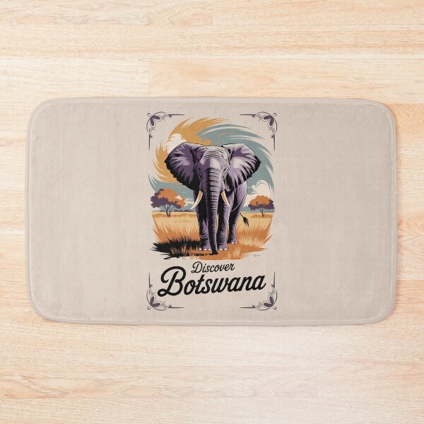 Item preview, Botswana Elephant Illustration Travel Art Vintage designed and sold by KrisSidDesigns.