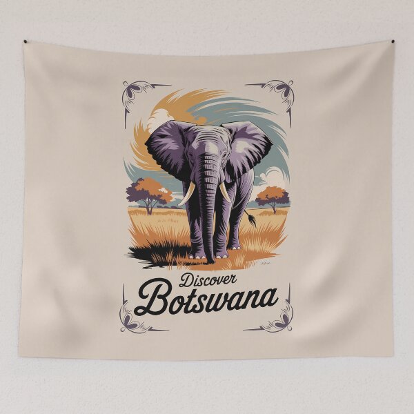 Item preview, Botswana Elephant Illustration Travel Art Vintage designed and sold by KrisSidDesigns.