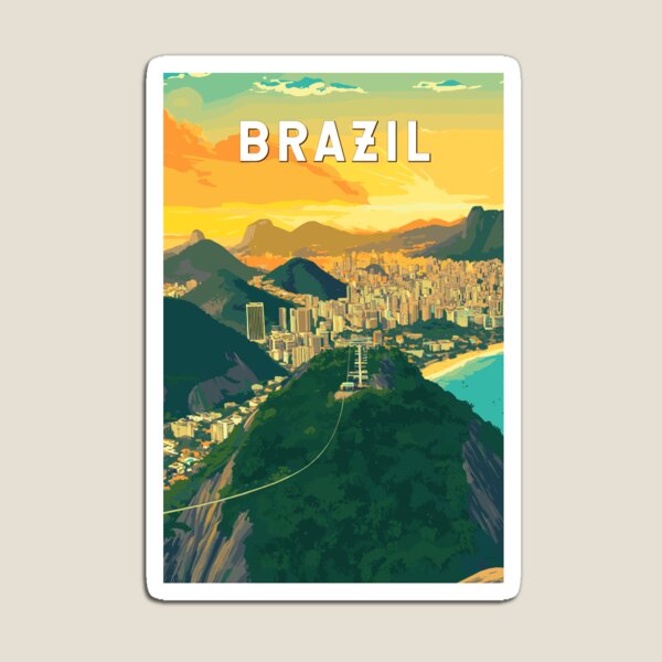 Artikel-Vorschau von Brasilien Illustration Reisekunst Vintage, designt und verkauft von KrisSidDesigns.