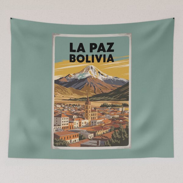 Item preview, La Paz Bolivia Andes Illustration Travel Art Vintage designed and sold by KrisSidDesigns.