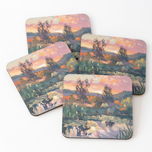 Item preview, Sunset Reflections on a Lily Pond – Impressionist French Landscape designed and sold by CARRAANN.