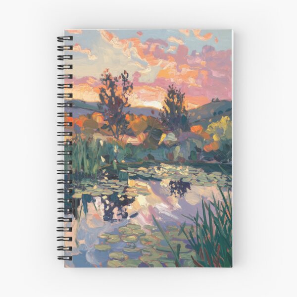 Item preview, Sunset Reflections on a Lily Pond – Impressionist French Landscape designed and sold by CARRAANN.