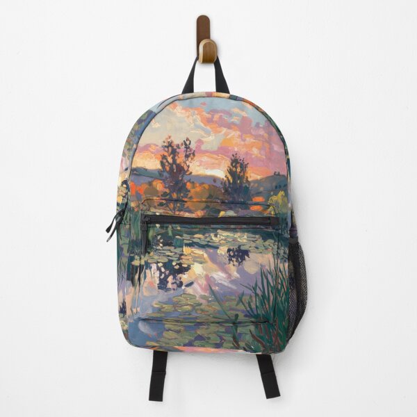 Item preview, Sunset Reflections on a Lily Pond – Impressionist French Landscape designed and sold by CARRAANN.