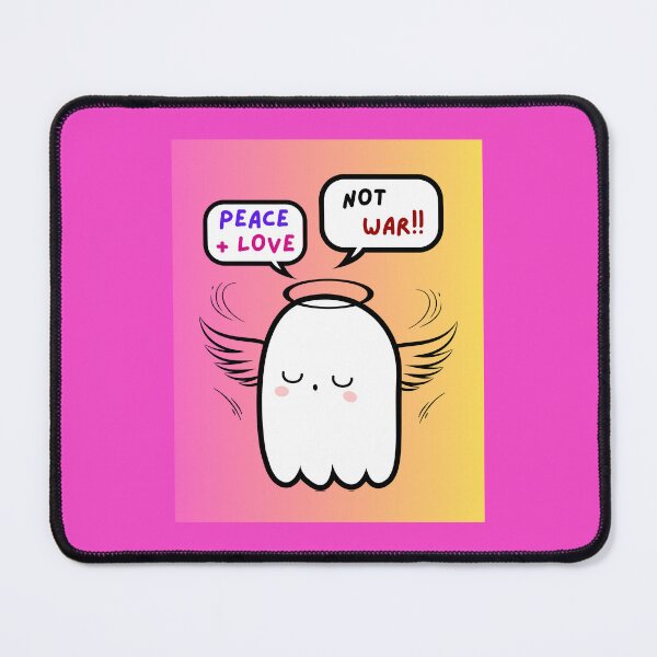 Item preview, Peace + Love, Not War!! Angel Ghost, Halo, Wings, Pink Orange Background designed and sold by AASparksDesigns.
