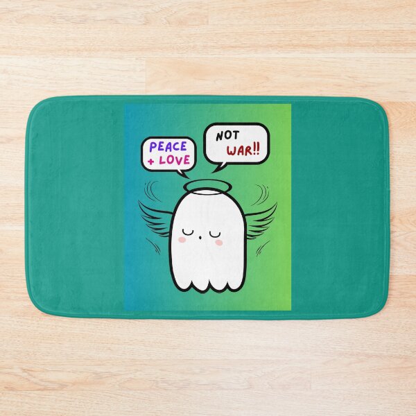 Item preview, Peace + Love, Not War!! Angel Ghost, Halo, Wings, Blue Green Background  designed and sold by AASparksDesigns.
