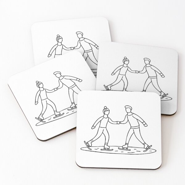 Item preview, A pair of people skating together on a frozen lake designed and sold by rasagamastore.