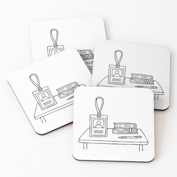Item preview, A clean desk with an ID card and a notebook stacked together designed and sold by rasagamastore.