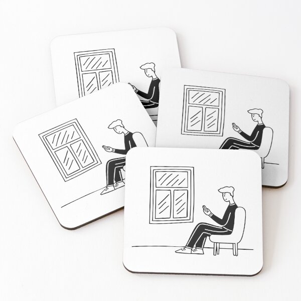 Item preview, A man by the window, scrolling through his phone, ignoring the world designed and sold by rasagamastore.
