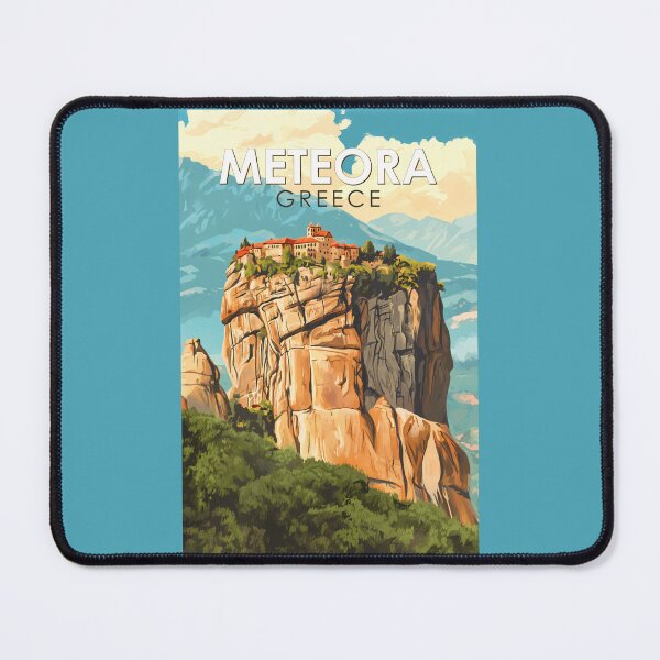 Item preview, Meteora Greece Illustration Travel Art Vintage designed and sold by KrisSidDesigns.