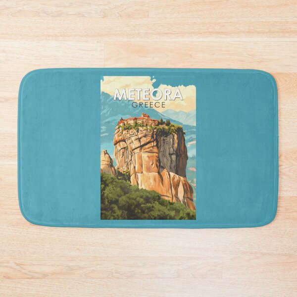 Item preview, Meteora Greece Illustration Travel Art Vintage designed and sold by KrisSidDesigns.