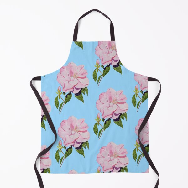 Item preview, Pink camellia with a blue background watercolour painting.  designed and sold by esvb.