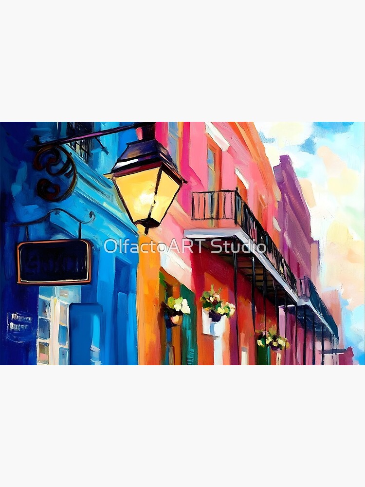 New Orleans Vibrant Architecture - A Lively Street Scene with Blue