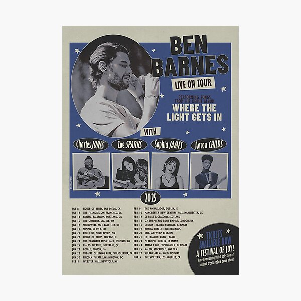 Item preview, Ben Barnes Live On Tour Poster designed and sold by somedaygraphics.