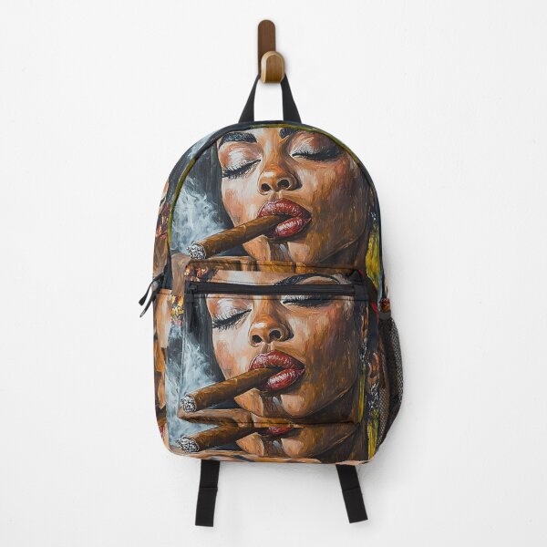 Item preview, Serene Indulgence - Woman with Lit Cigar and Swirling Smoke in Vibrant Colors designed and sold by OlfactoART Studio.