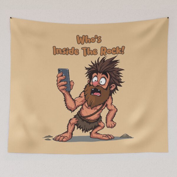 Item preview, Funny Caveman – Stone Age Meets Modern Tech designed and sold by Yehia-Massoud.