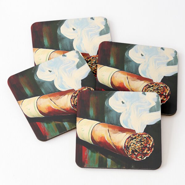 Item preview, Smoldering Elegance - Lit Cigar with Curling Wisps of Smoke in Moody Contrast designed and sold by OlfactoART Studio.