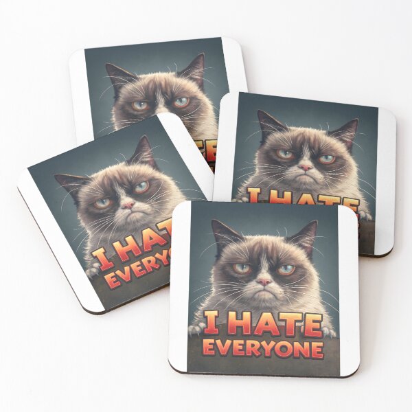 Item preview, I hate everyone angry cat designed and sold by DuskTillDown.