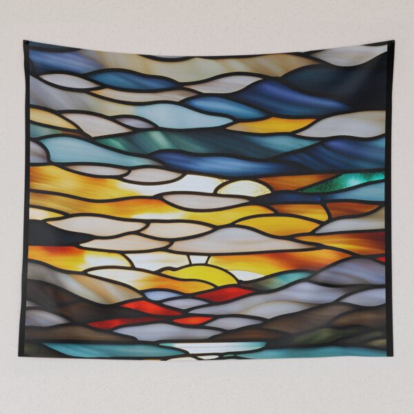 Item preview, Stained Glass Sunset – Abstract Colorful Sky Art designed and sold by Art Garden.