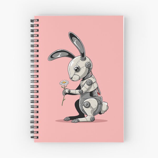 Item preview, Cybernetic Bunny Holding a Flower | Futuristic Robot Rabbit designed and sold by SeGoArtDesign.