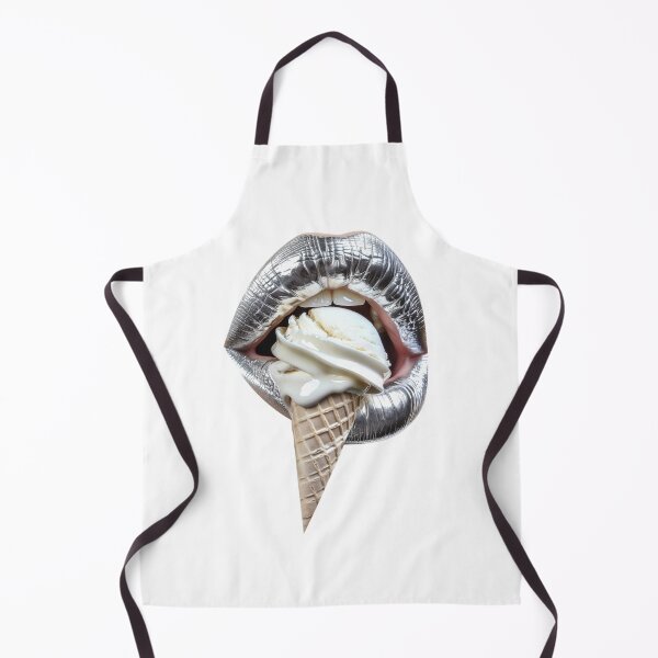 Item preview, Silver Lips, Ice Cream Bite, Surreal Art, Sweet Indulgence, Unique Design, Food Fusion, Glossy Texture, Modern Pop designed and sold by MOONE FLOWER.