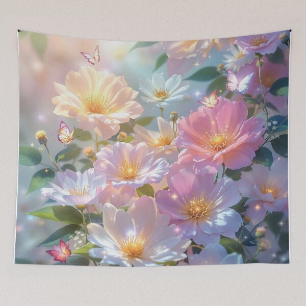 Item preview, Liberty London, Celestial multicolored flowers with glowing petals designed and sold by taherismail.