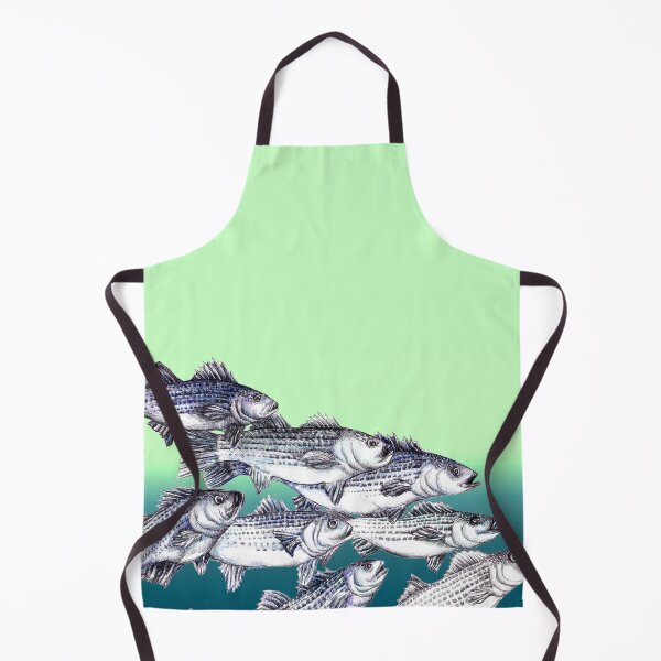 Item preview, Striped Bass Ink Drawing "Old School" - in Seaweed Ombre designed and sold by Michelebuttons.