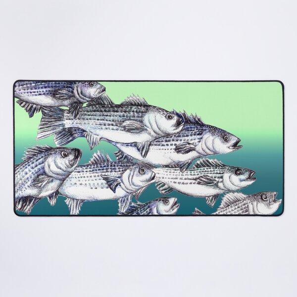 Item preview, Striped Bass Ink Drawing "Old School" - in Seaweed Ombre designed and sold by Michelebuttons.
