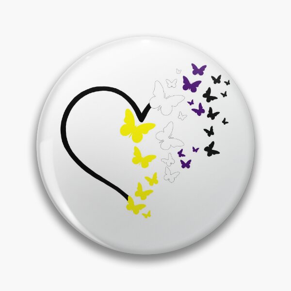 Item preview, Non-binary Pride Heart and Butterflies  designed and sold by QueenS-Gallery.