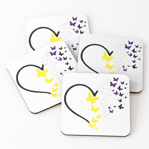 Item preview, Non-binary Pride Heart and Butterflies  designed and sold by QueenS-Gallery.