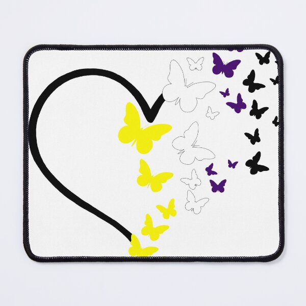 Item preview, Non-binary Pride Heart and Butterflies  designed and sold by QueenS-Gallery.