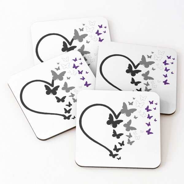 Item preview, Asexual Pride Heart and Butterflies  designed and sold by QueenS-Gallery.