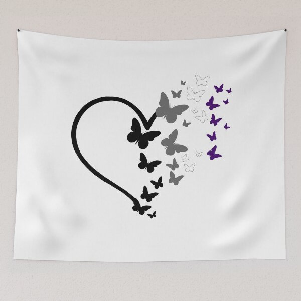 Item preview, Asexual Pride Heart and Butterflies  designed and sold by QueenS-Gallery.