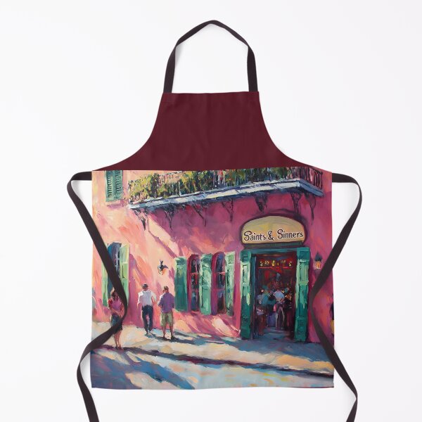 Item preview, Saints and Sinners - A Lively New Orleans Bar and Vivid Street with Vibrant Pink and Teal Charm Generated AI Art designed and sold by OlfactoART Studio.