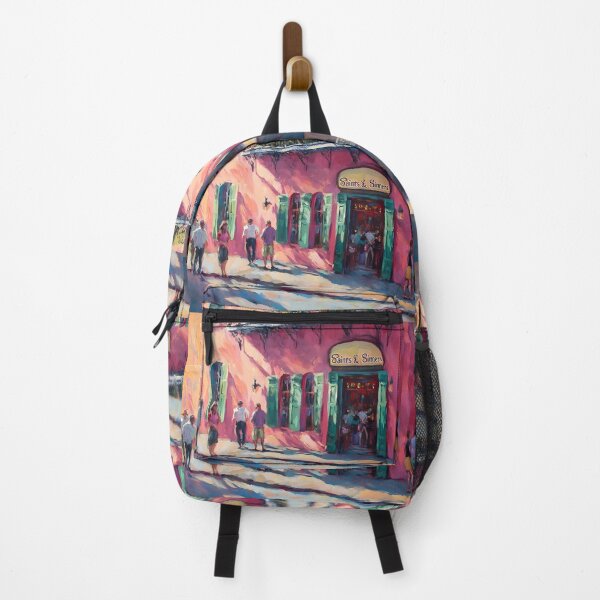 Item preview, Saints and Sinners - A Lively New Orleans Bar and Vivid Street with Vibrant Pink and Teal Charm Generated AI Art designed and sold by OlfactoART Studio.