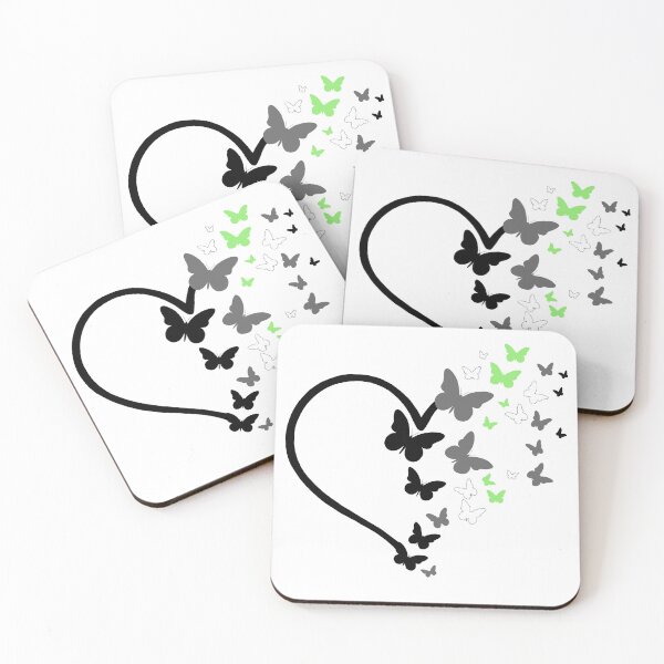Item preview, Agender Pride Heart and Butterflies  designed and sold by QueenS-Gallery.