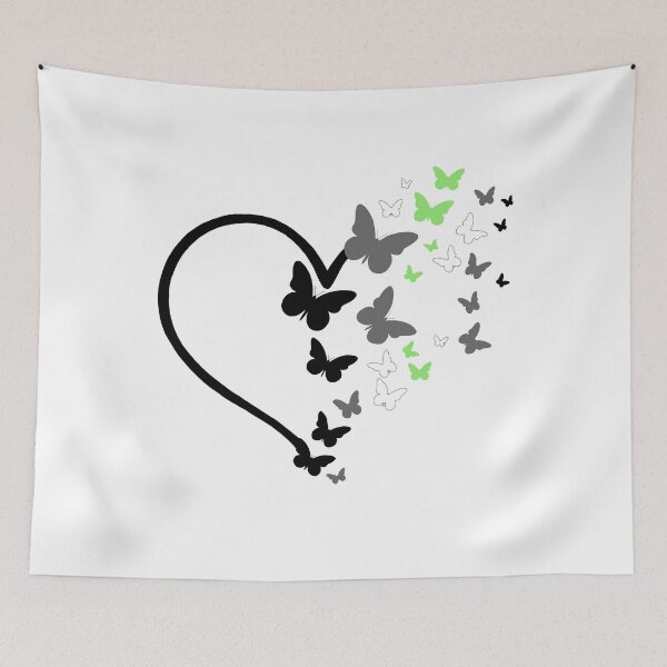 Item preview, Agender Pride Heart and Butterflies  designed and sold by QueenS-Gallery.