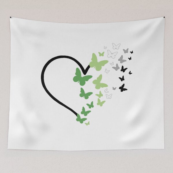 Item preview, Aromantic Pride Heart and Butterflies  designed and sold by QueenS-Gallery.
