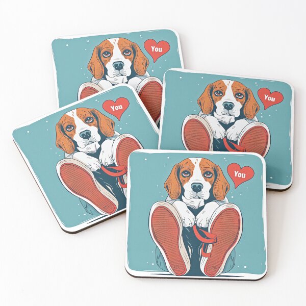 Item preview, Cute beagle dog with sneakers and love heart illustration designed and sold by MirraStore.